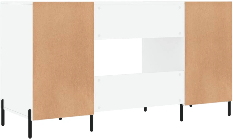 Rašomasis stalas, baltos spalvos, 140x50x75cm, mediena, blizgus