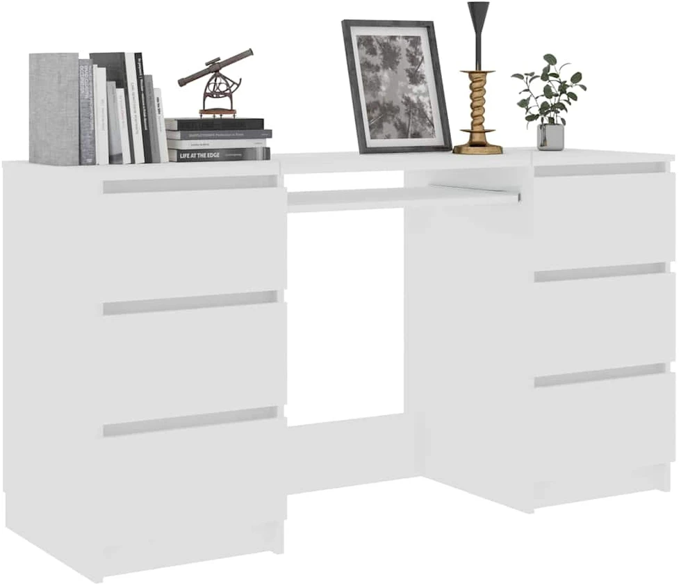 Rašomasis stalas, baltos spalvos, 140x50x77cm, apdirbta mediena