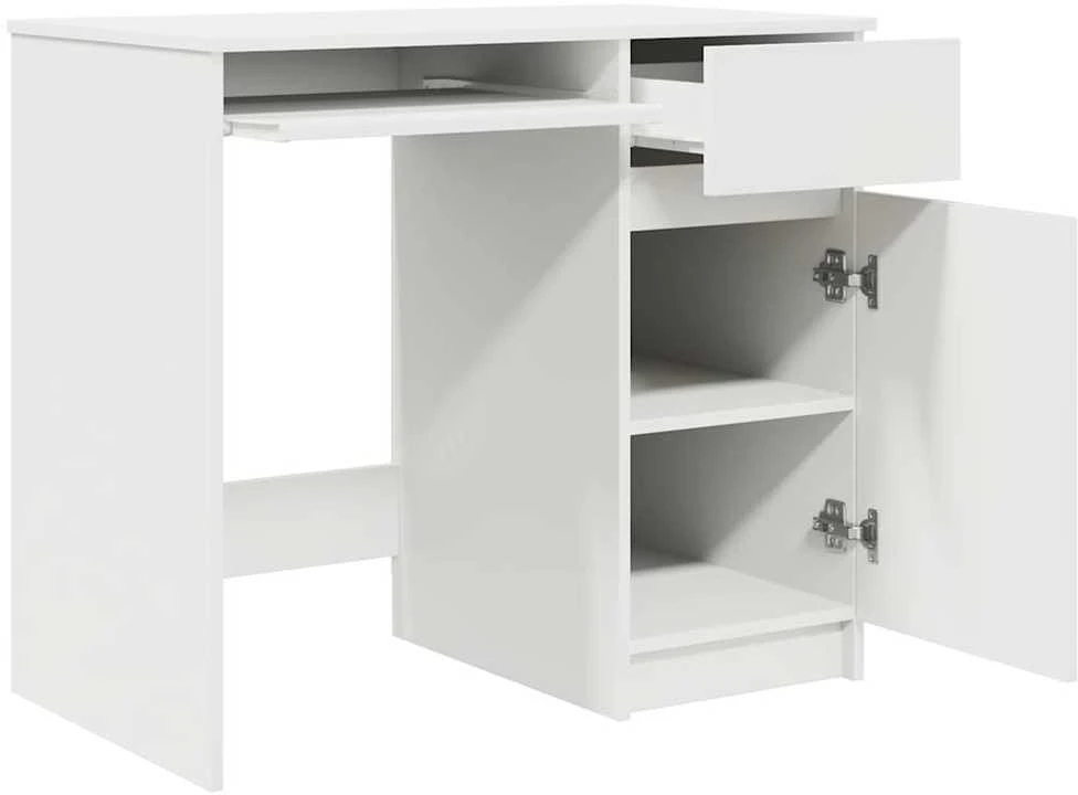 Rašomasis stalas, baltos spalvos, 86x49x76 cm, apdirbta mediena