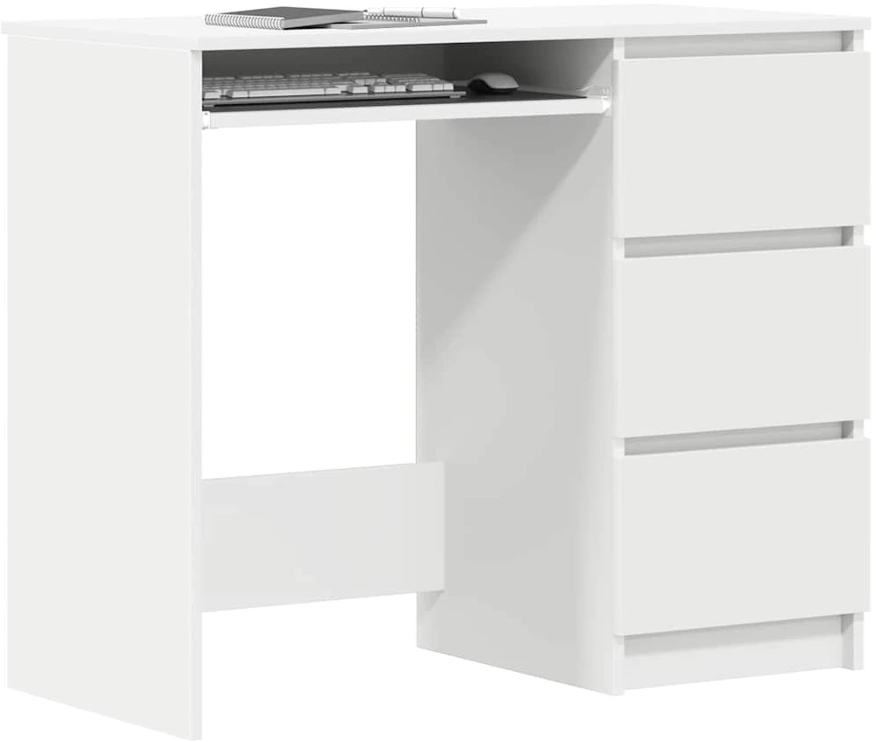 Rašomasis stalas, baltos spalvos, 90x45x76cm, apdirbta mediena