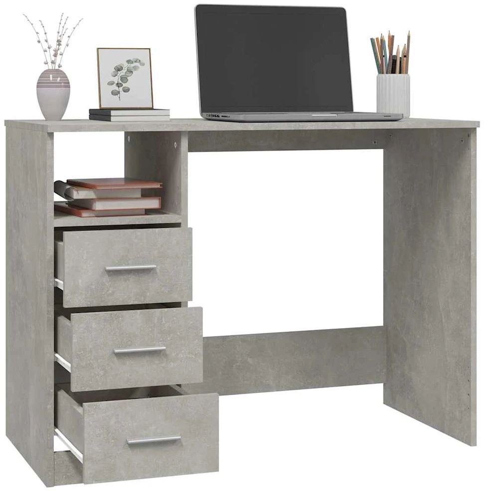 Rašomasis stalas, betono pilkas, 102x50x76cm, mediena