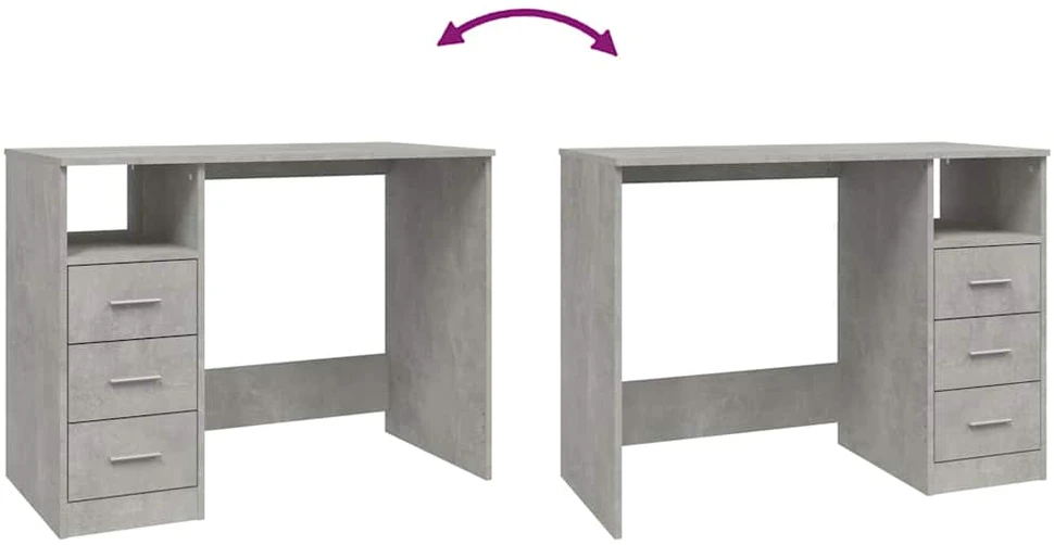 Rašomasis stalas, betono pilkas, 102x50x76cm, mediena