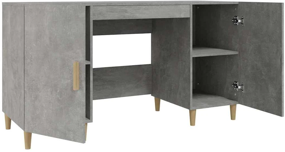 Rašomasis stalas, betono pilkas, 140x50x75cm, apdirbta mediena