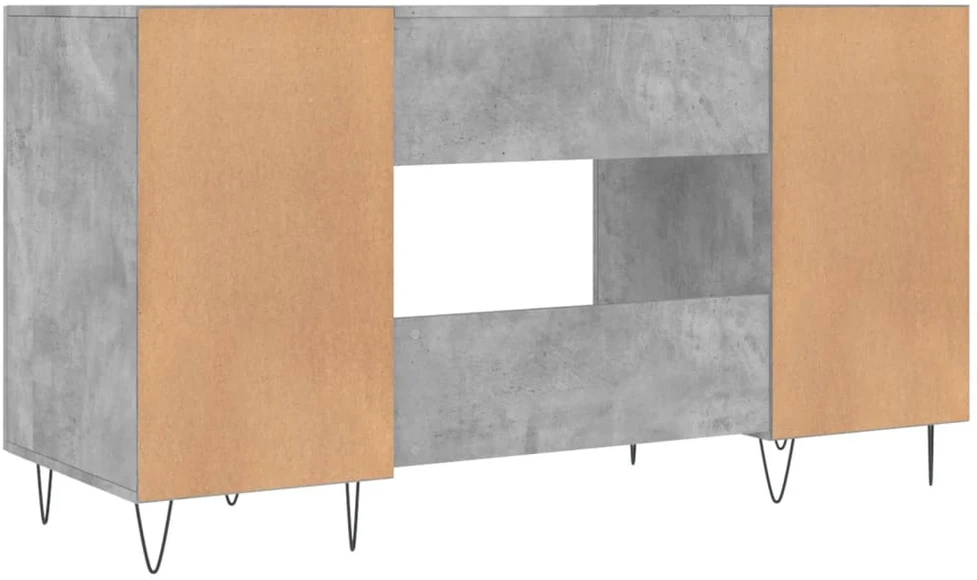 Rašomasis stalas, betono pilkas, 140x50x75cm, apdirbta mediena