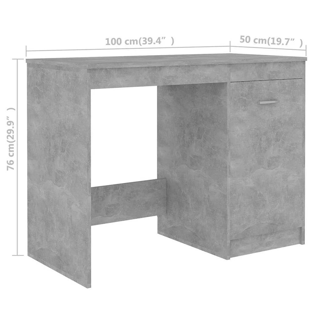 Rašomasis stalas, betono pilkas, 140x50x76cm, apdirbta mediena