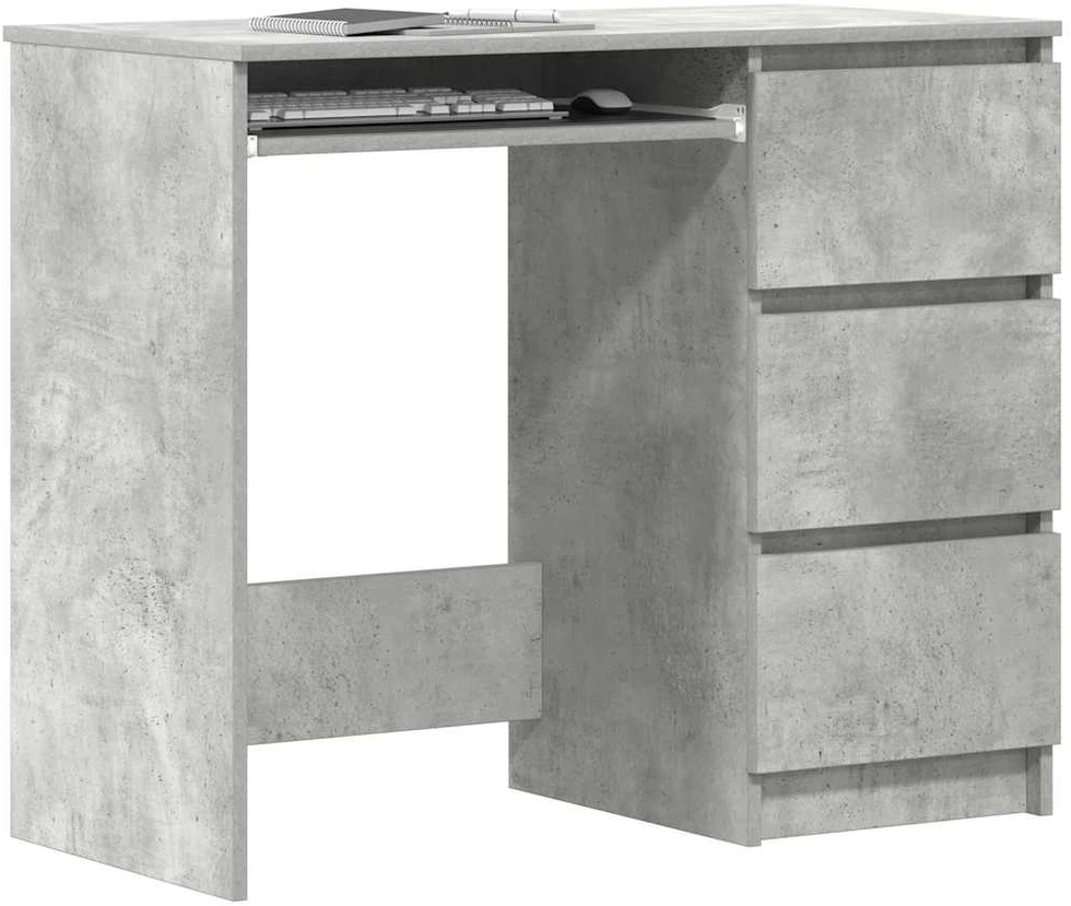 Rašomasis stalas, betono pilkas, 90x45x76cm, apdirbta mediena