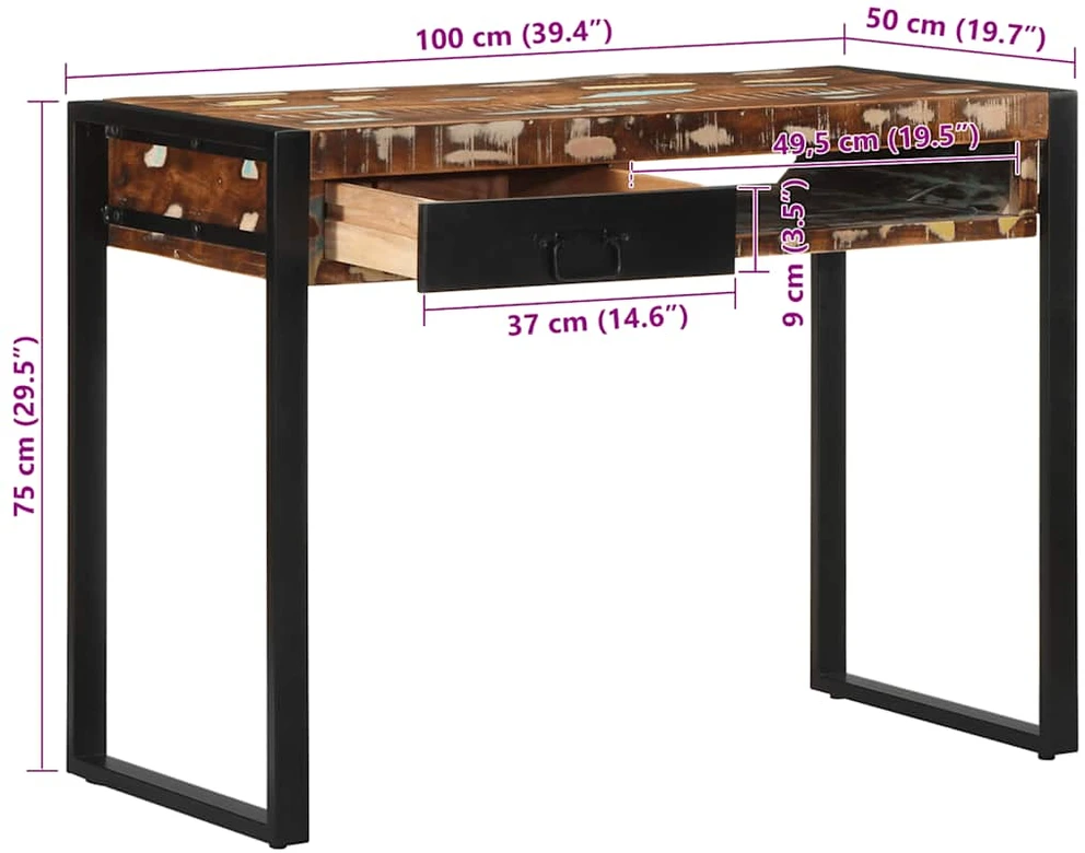 Rašomasis stalas Daugiaspalvis 100x50x75 cm