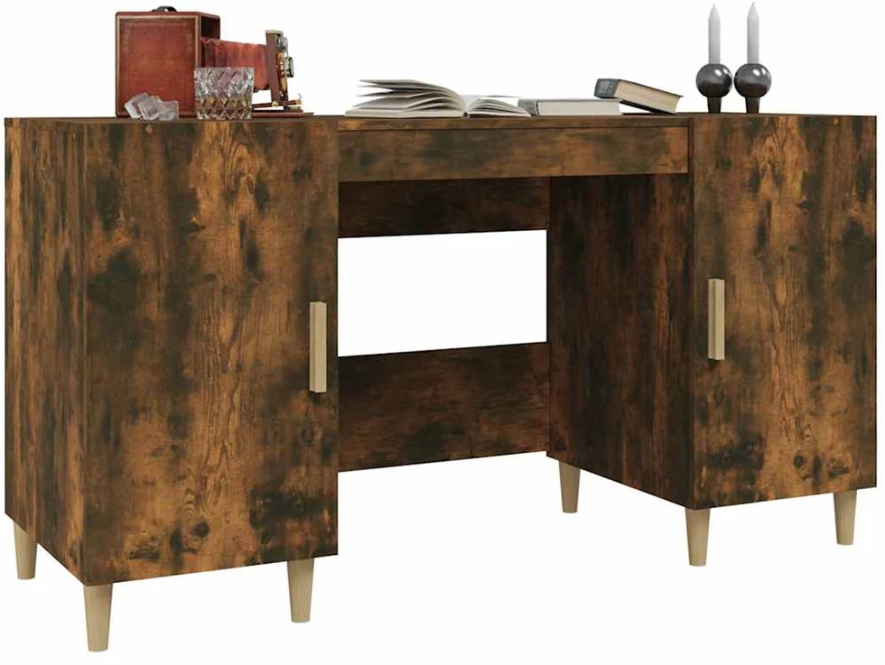 Rašomasis stalas, dūminio ąžuolo, 140x50x75cm, apdirbta mediena