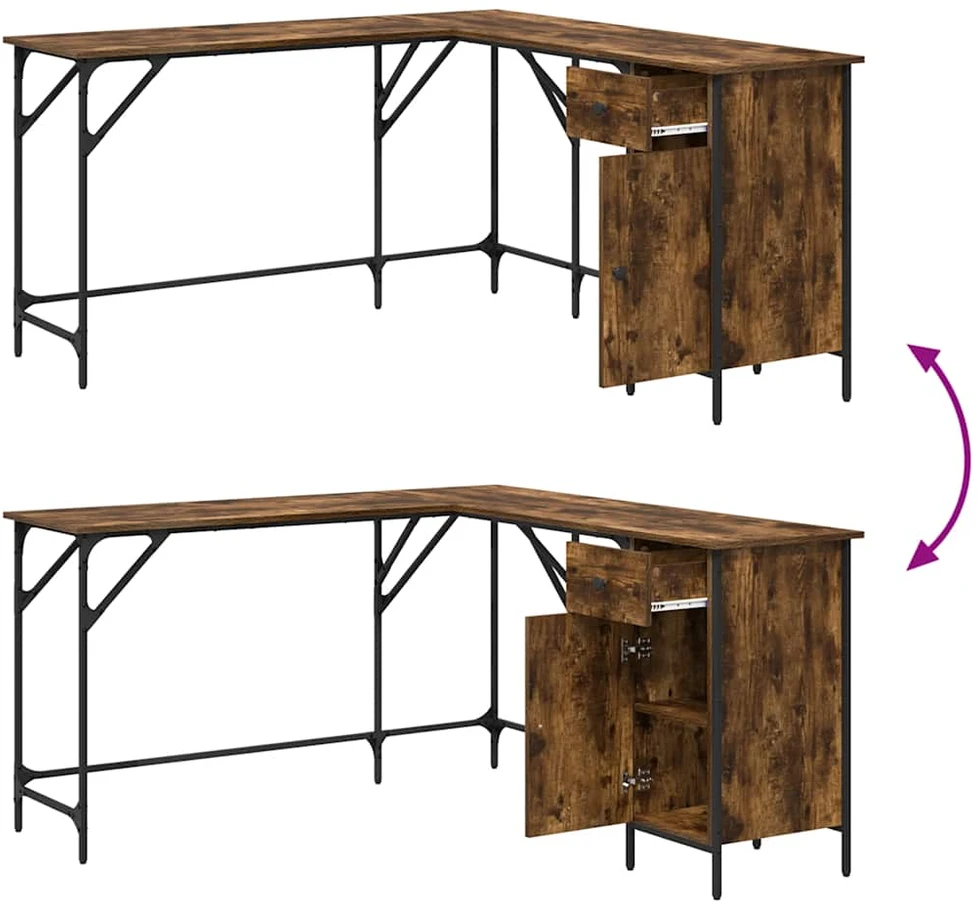 Rašomasis stalas, dūminio ąžuolo, 141x141x75cm, mediena