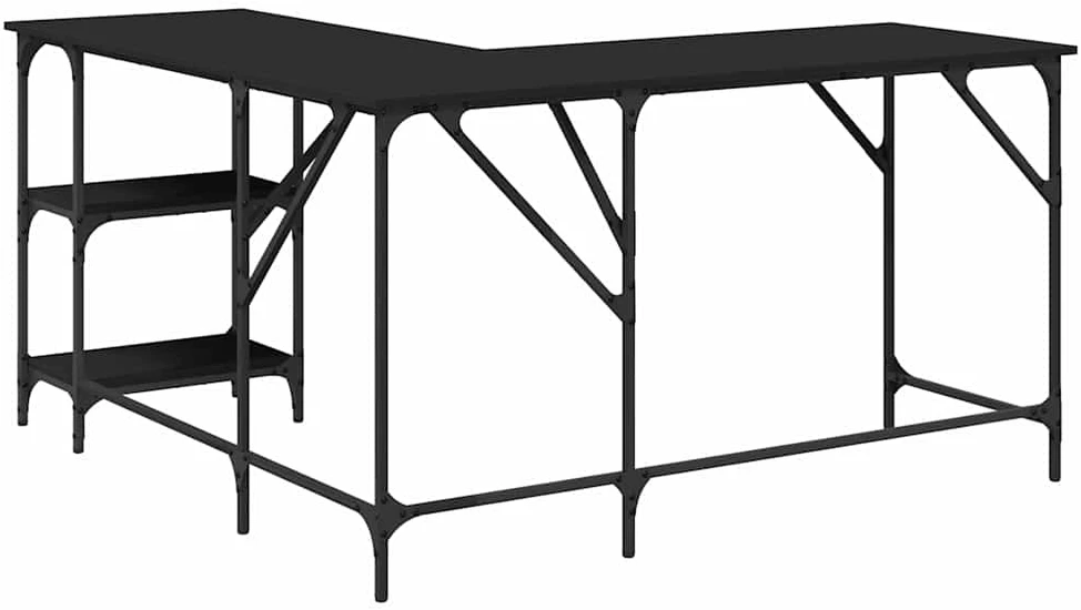 Rašomasis stalas, juodas, 139x139x75cm, apdirbta mediena