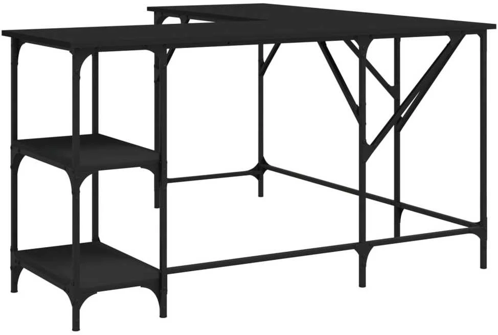 Rašomasis stalas, juodas, 139x139x75cm, apdirbta mediena