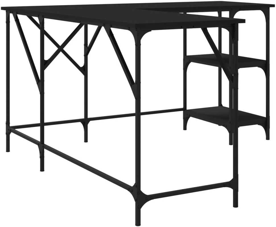 Rašomasis stalas, juodas, 139x139x75cm, apdirbta mediena