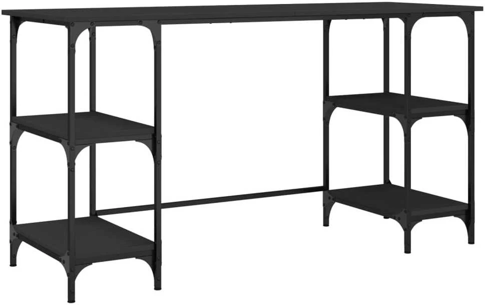 Rašomasis stalas, juodas, 140x50x75cm, metalas/apdirbta mediena