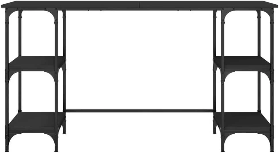 Rašomasis stalas, juodas, 140x50x75cm, metalas/apdirbta mediena