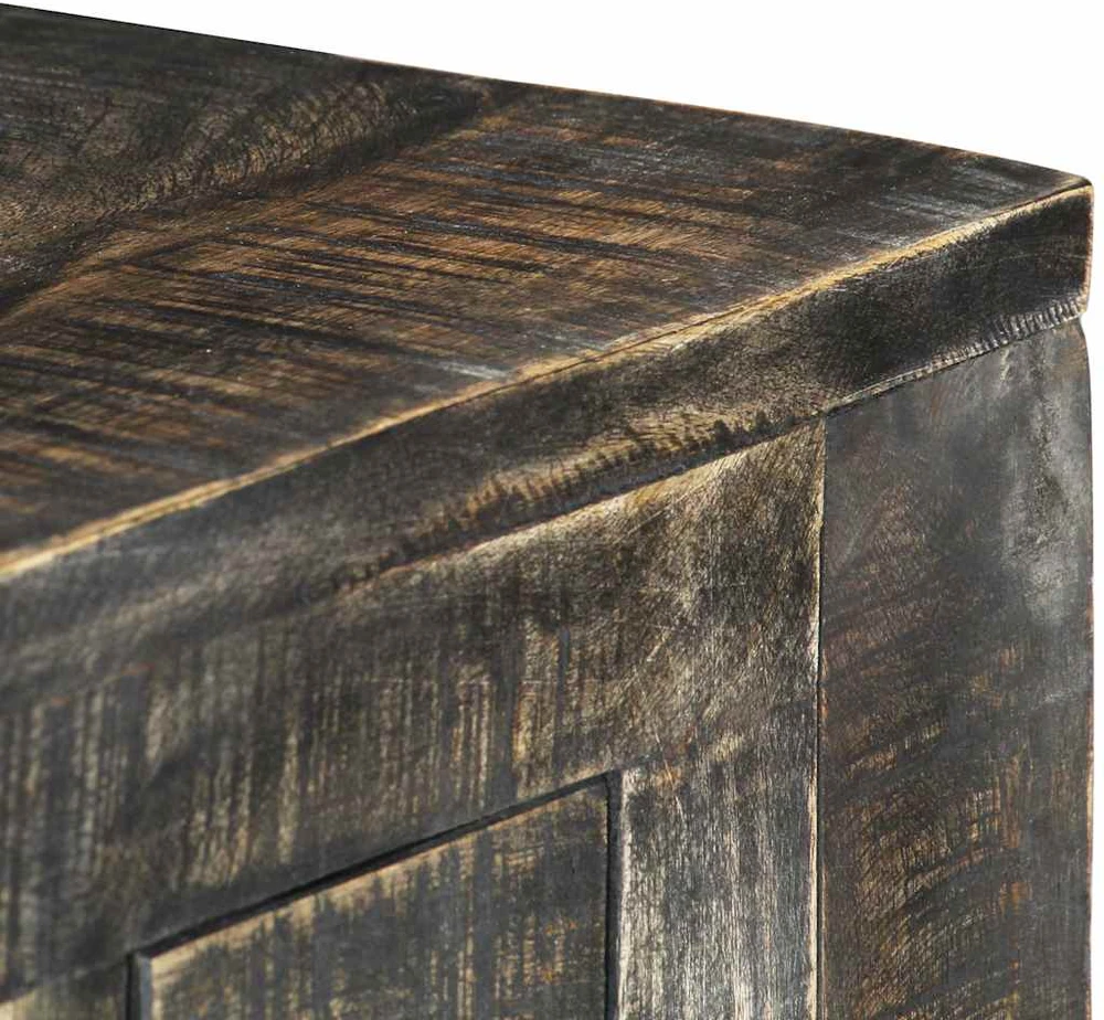 Rašomasis stalas, juodos sp., 110x50x75 cm, mango med. masyvas