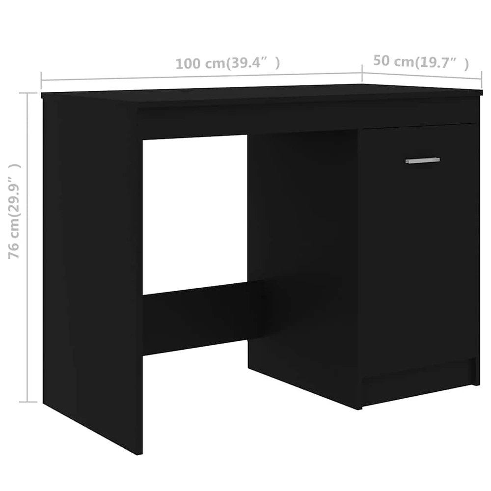 Rašomasis stalas, juodos spalvos, 100x50x76cm, apdirbta mediena