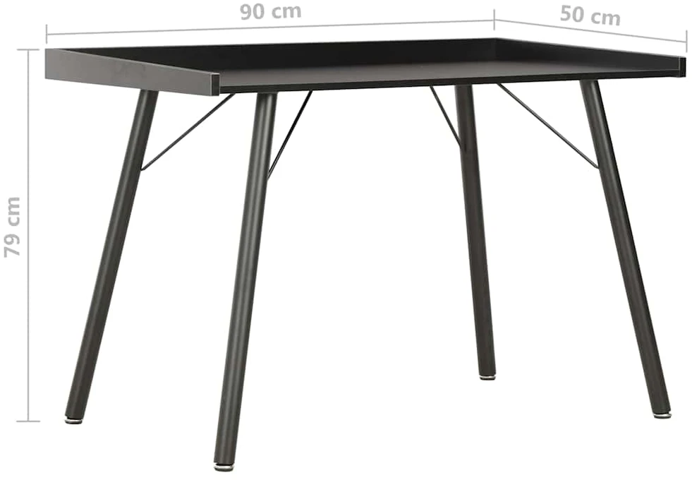 Rašomasis stalas, juodos spalvos, 90x50x79cm