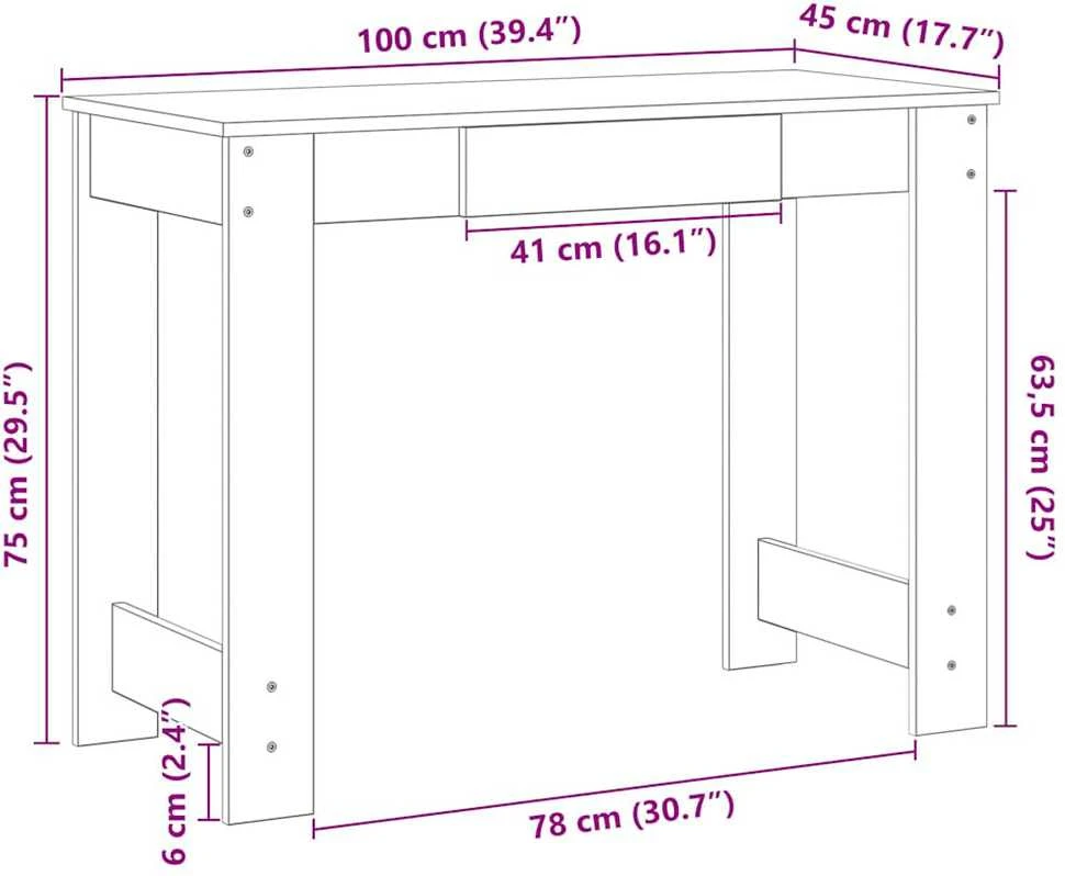 Rašomasis stalas, medienos, 100x45x75cm, apdirbta mediena
