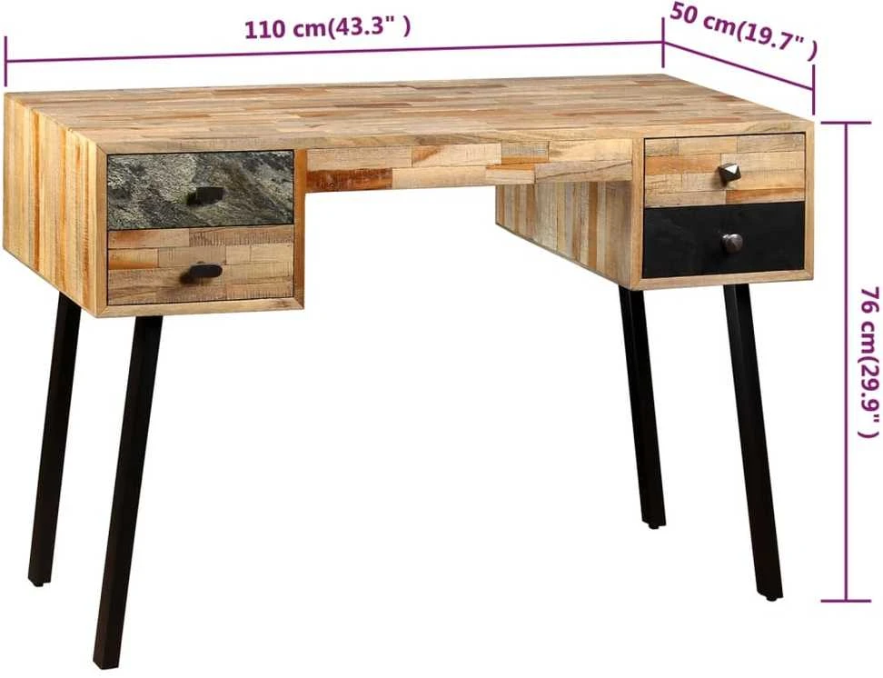 Rašomasis stalas, perdirbta mediena, 110x50x76cm