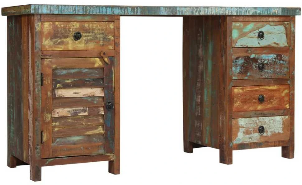 Rašomasis stalas, perdirbtos medienos masyvas, 140x50x77cm