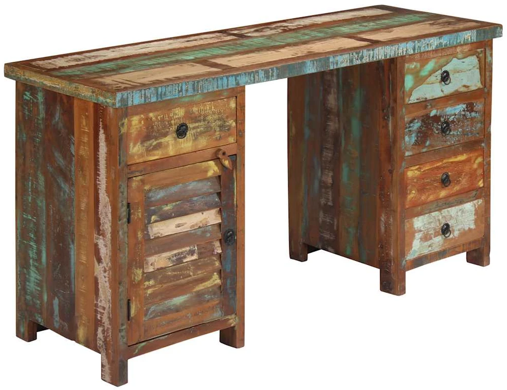 Rašomasis stalas, perdirbtos medienos masyvas, 140x50x77cm