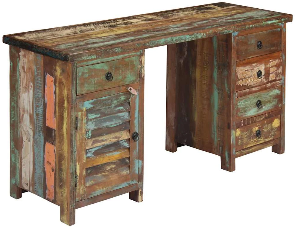 Rašomasis stalas, perdirbtos medienos masyvas, 140x50x77cm
