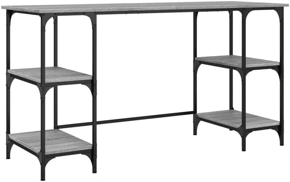 Rašomasis stalas, pilkas ąžuolo, 140x50x75cm, metalas/mediena
