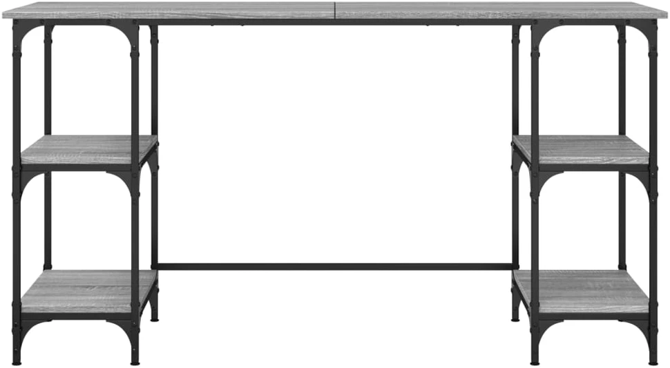 Rašomasis stalas, pilkas ąžuolo, 140x50x75cm, metalas/mediena