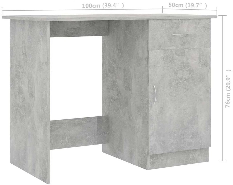 Rašomasis stalas, pilkos spalvos, 100x50x76cm, apdirbta mediena