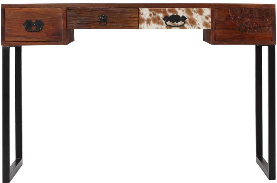 Rašomasis stalas, rausv. dalb. med. ir tikra oda, 117x50x76cm
