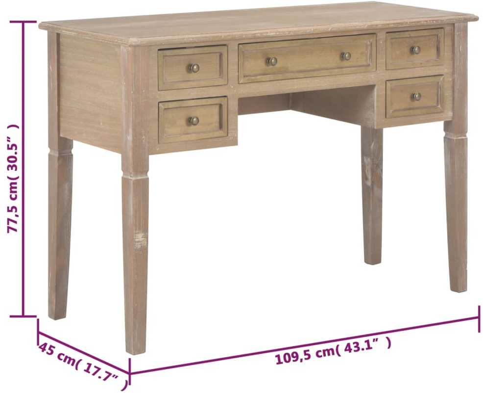 Rašomasis stalas, rudos spalvos, 109,5x45x77,5cm, mediena
