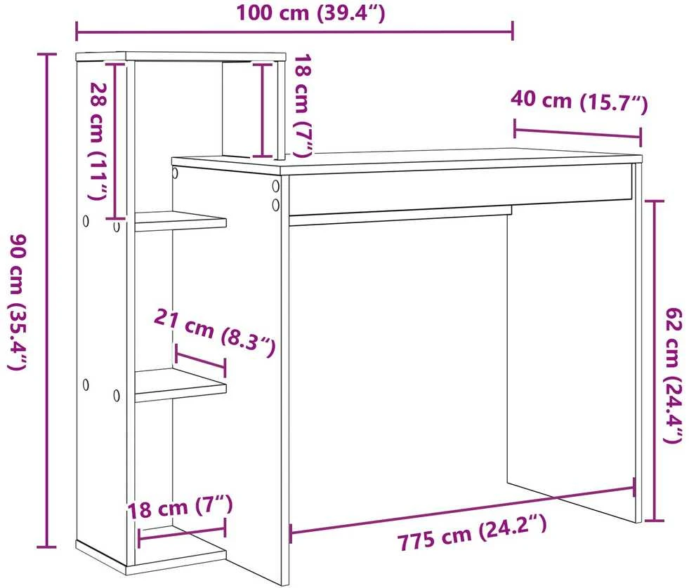 Stalas Sonoma ąžuolas Apdirbta mediena 100 x 40 x 90 cm