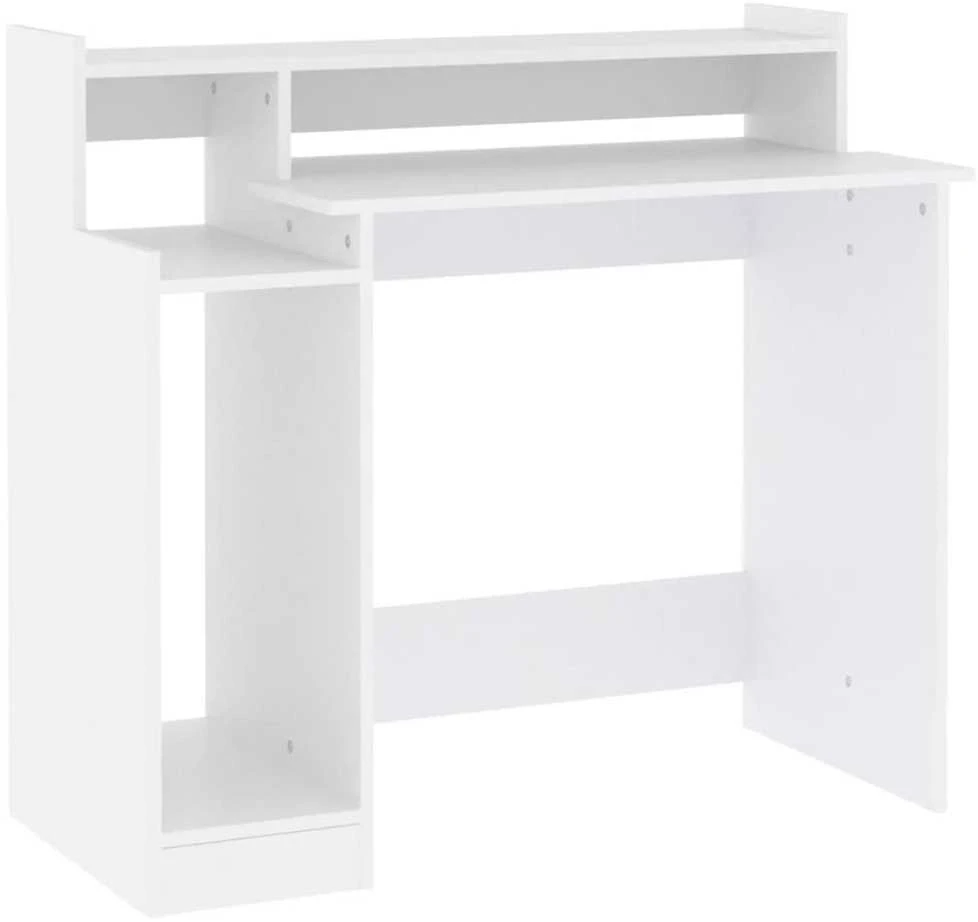 Rašomasis stalas su LED apšvietimu, baltas, 97x45x90cm, mediena