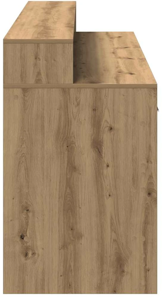 Rašomasis stalas su LED, rudas ąžuolo, 160x55x91cm, mediena