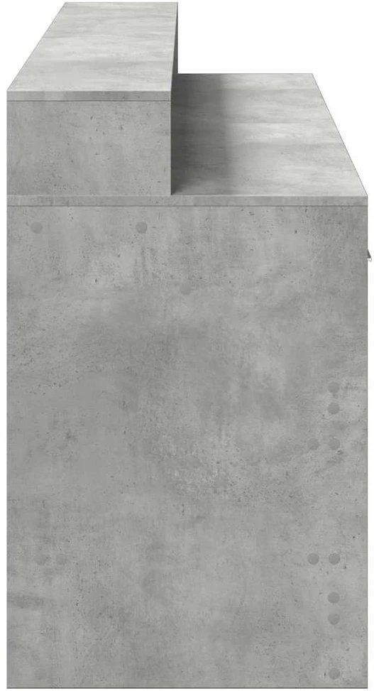 Rašomasis stalas su LED, betono pilkas, 160x55x91cm, mediena