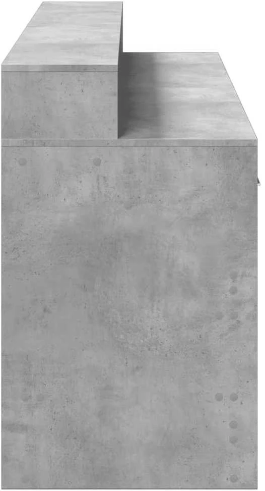 Rašomasis stalas su LED, betono pilkas, 160x55x91cm, mediena