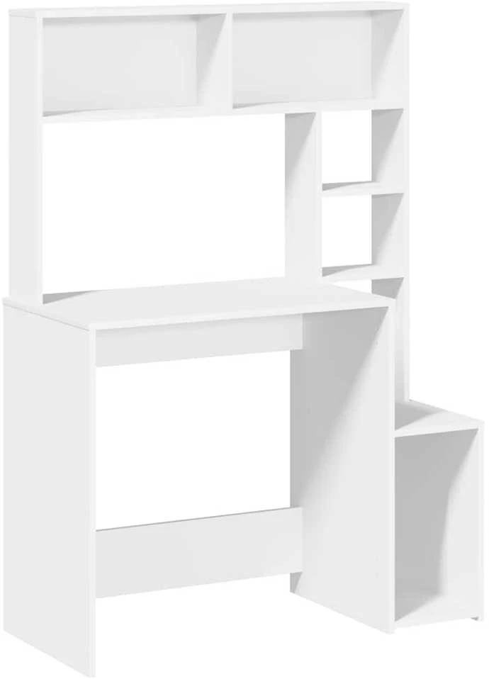 Rašomasis stalas su lentynomis, baltas, 100x45x140cm, mediena