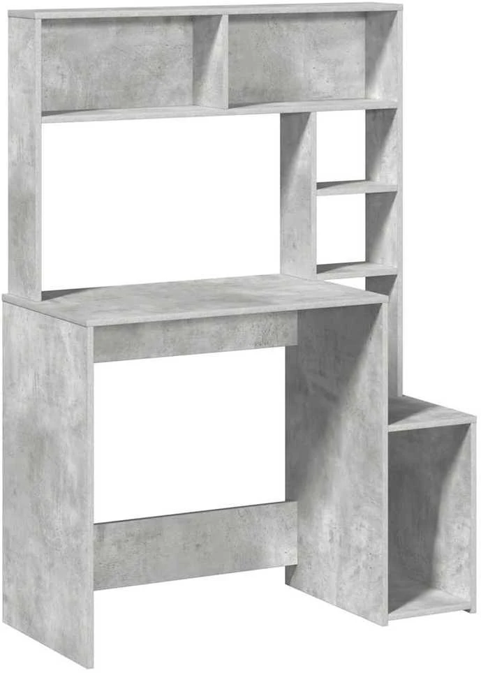 Rašomasis stalas su lentynomis, betono, 100x45x140cm, mediena