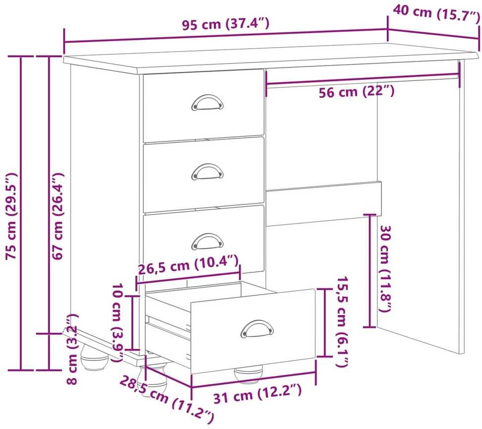 Rašomasis stalas su stalčių ASKIM Ruda 95 x 40 x 75 cm