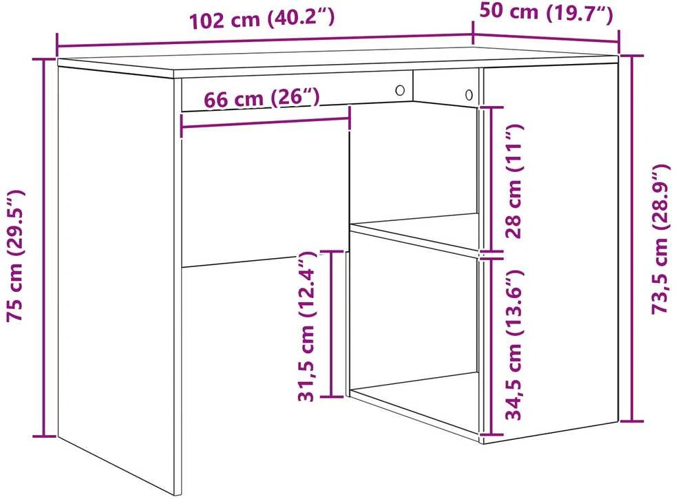 Stalas Amatininkų ąžuolas Apdirbta mediena 102 x 50 x 75 cm