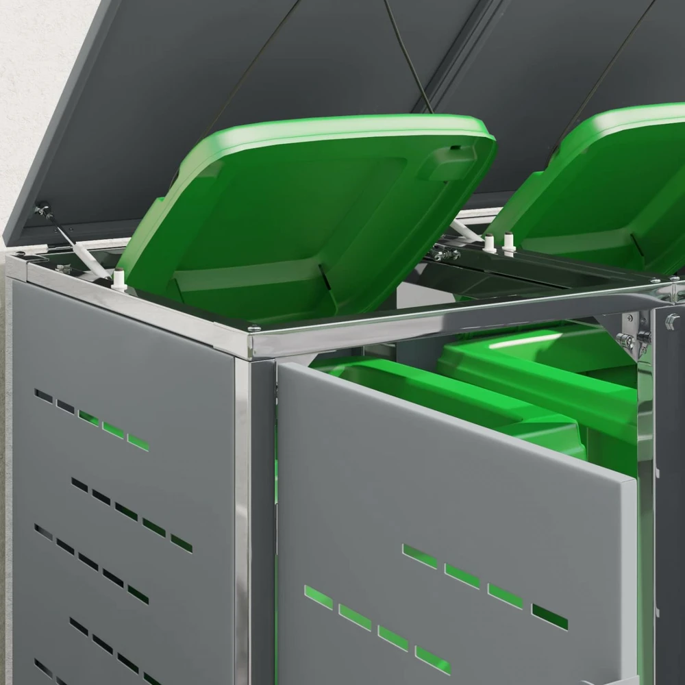 Atliekų dėžės saugojimas for 2 Bins 240L Nerūdijantis plienas