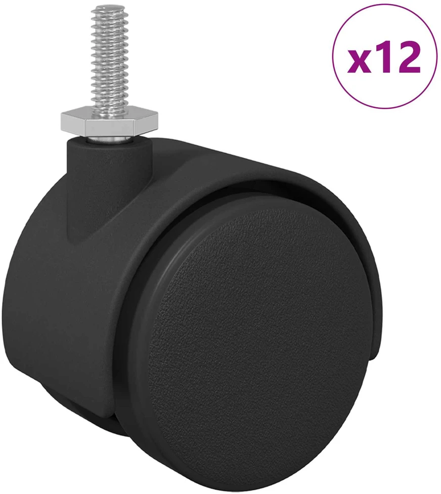 Ratukai 12 vnt. Juoda 40,1 x 37,8 mm PP ir geležis