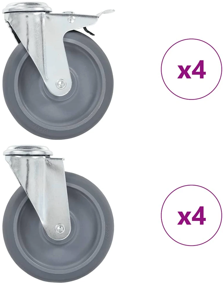 Ratukai, 8vnt., 125mm, pasukami, varžtu tvirtinami