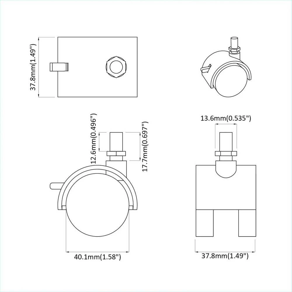 Ratukas 2 vnt. Juodas ir sidabrinis 40,1 x 40,1 x 37,8 mm