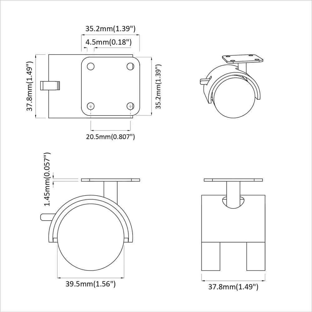Ratukas 12 vnt. Juoda 39,5 x 39,5 x 37,8 mm