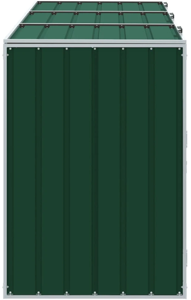 Ratukų konteinerių laikiklis trijoms šiukšliadėžėms, žalias, 216x81x115cm, plienas