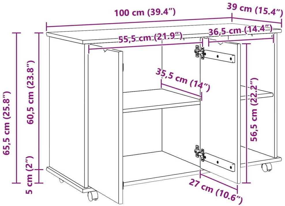 Ratuotas kabinetas Balta 100 x 39 x 65,5 cm Kietas pušies medis