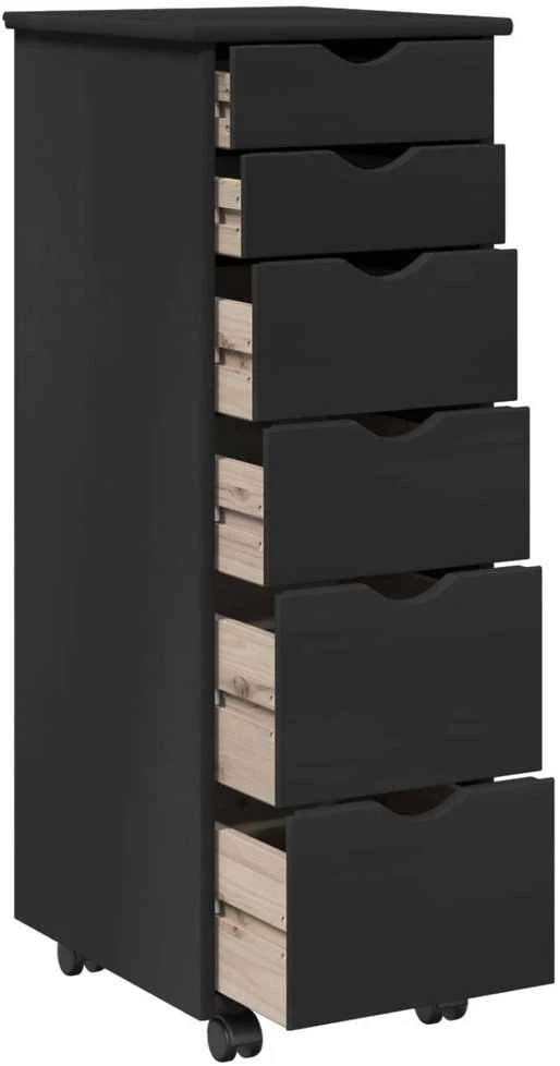 Ratuotas kabinetas 34 x 39 x 93,5 cm Kietas pušies medis Juoda