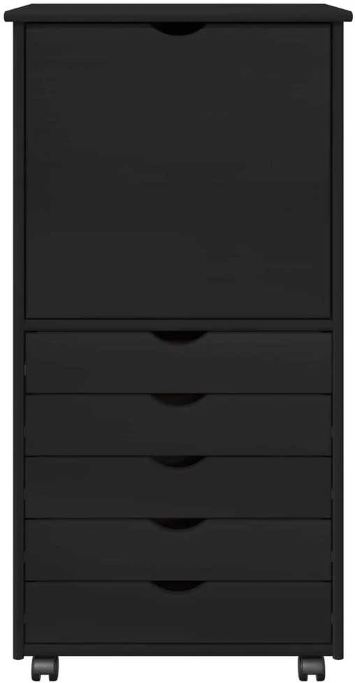 Ratuotas kabinetas 53 x 39 x 103 cm Kietas pušies medis Juoda