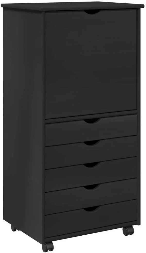 Ratuotas kabinetas 53 x 39 x 103 cm Kietas pušies medis Juoda